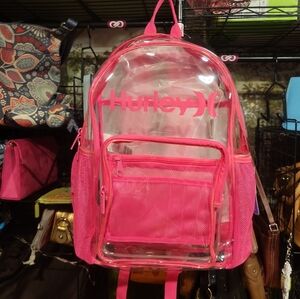 NWT Hurley clear Backpack. Will fit 15" device